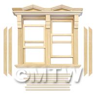 1/12th scale - Dolls House Double Opening Sash Window With Small Pointed Parapets