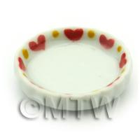 1/12th scale - Dolls House Miniature Heart Pattern Ceramic Flan Dish