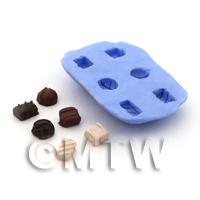 1/12th scale - Dolls House Miniature 6 Piece Dome, Square and Oblong Chocolate Mould